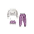 thumbnail image 3 of Kmbangi Girls Clothes Set Boat Neck Camisole Hooded Pullover and Pants, 3 of 9