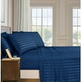 thumbnail image 2 of Celine Linen Holiday Gift Dobby Stripe 1500 Series Percale Wrinkle and Fade Resistant (6-Piece) Bedding Set, California King, Sapphire Blue, 2 of 3