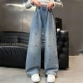 thumbnail image 4 of Guluxicc Girls Baggy Jeans Kids Denim Pants Straight Wide Leg Streetwear Girl Treandy Pants Elastic Waist 5-14 Years, 4 of 9