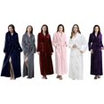 thumbnail image 3 of Men Women Flannel Couple Robe Bathrobe Soft Pajamas Flannel Plush Long Robe Fleece Bathrobe Homewear Sleepwear, 3 of 10