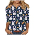 thumbnail image 3 of lcziwo Oversized Sweaters for Women 2025 Easter Eggs Graphic Tees Shirt Casual Crew Neck 3/4 Length Sleeve Tops Cotton Pullover Blouse Multicolor XXXXXL, 3 of 6
