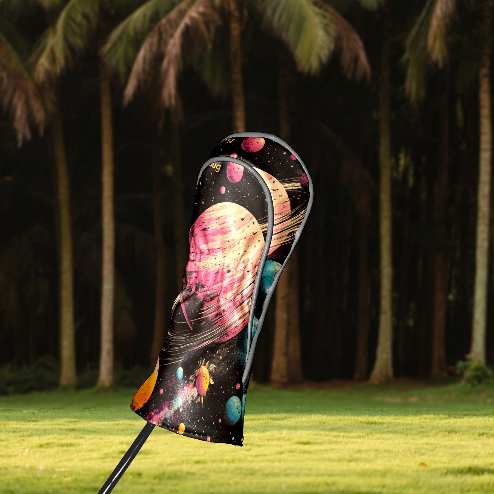 Golf Club Covers PU Leather Waterproof Head Covers for Fairway Woods Hybrids Anime Space Unisex Fits Most Brands