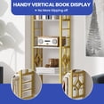 thumbnail image 5 of ModFusion 5-Tier White & Gold Bookcase, Tall Narrow Bookshelf with Metal Frame, Open Storage Organizer Display Rack for Living Room, Home, Office, Gold, 5 of 9