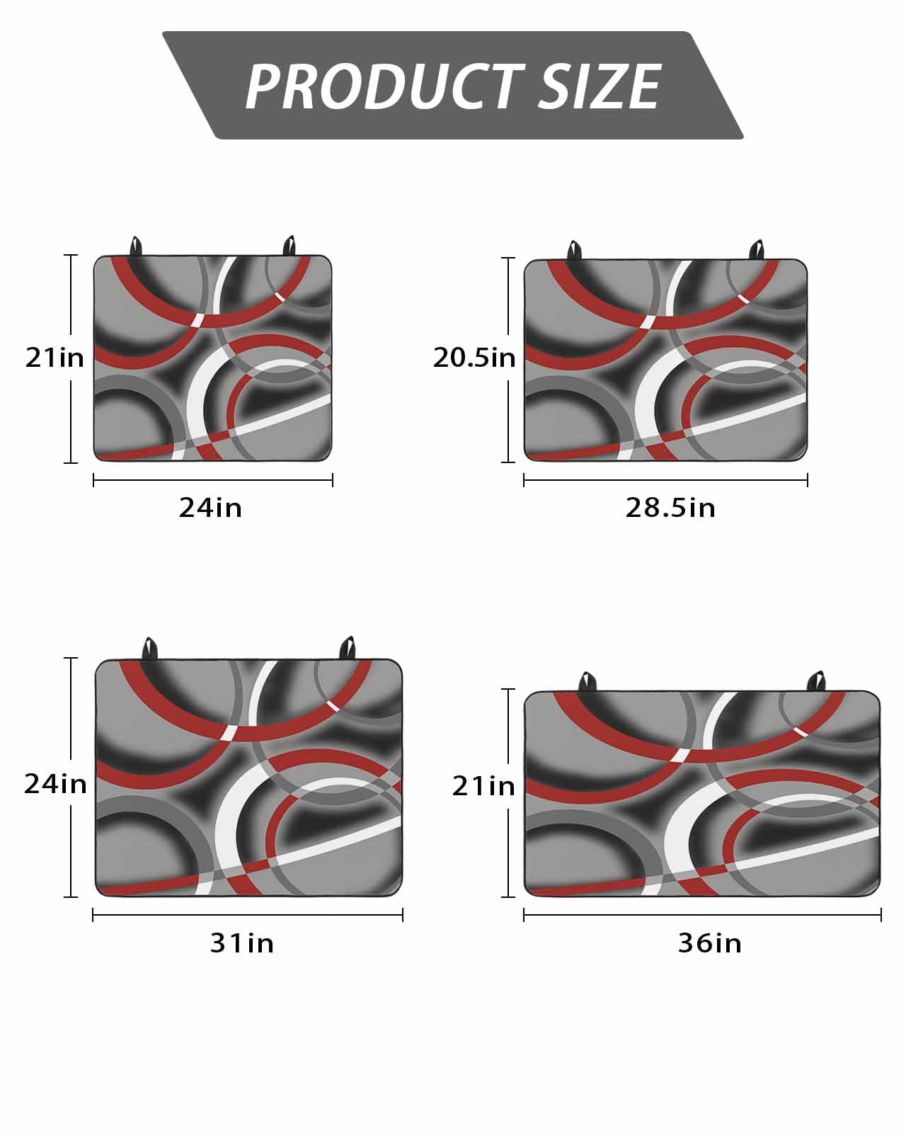 Stove Top Covers for Electric Stove, Grey Geometric Glass Stovetop Cover Protector, Modern Abstract Black White Red Striped Induction Cooktop Protector Oven Mat for Kitchen Countertop 24"x21"