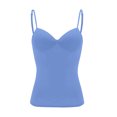 thumbnail image 6 of Camisole Tops for Women Built in Bra Adjustable Spaghetti Strap Workout Yoga Shirts Basic Tank Tops Layer Padded Bra Sky Blue L, 6 of 7