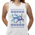 thumbnail image 2 of Reindeer Christmas Cross Stitch Women's Muscle Tank X-Large White, 2 of 5