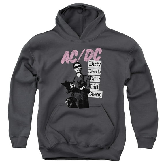 Trevco  Acdc & Dirty Deeds-Youth Pull-Over Hoodie - Charcoal - Small