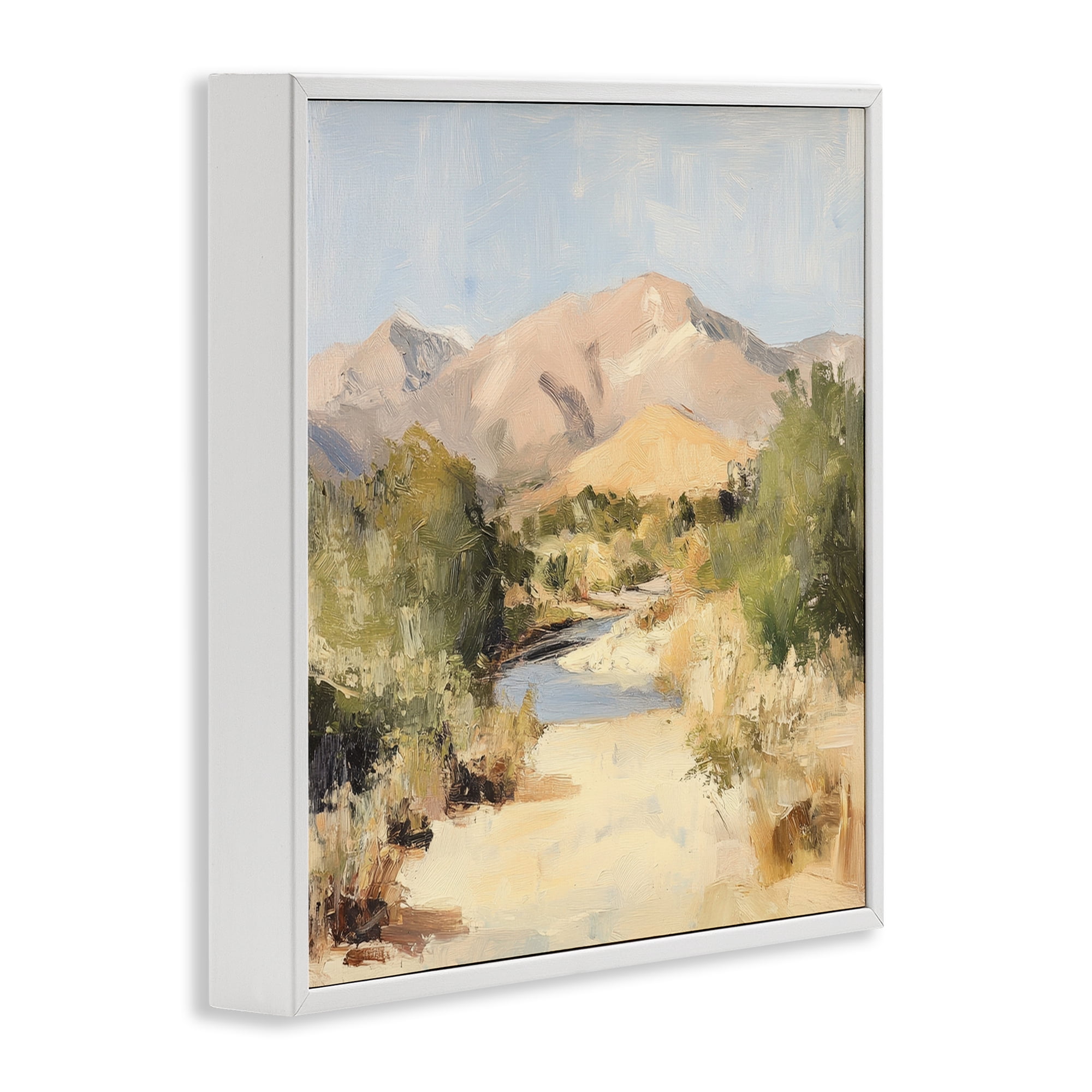 Stupell Industries Beige Desert Mountain Stream White Framed Giclee Art, design by Petal Prints Design