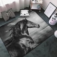 thumbnail image 3 of Running Horse Black And White Shaggy Area Rug, Rugs for Living Room Bedroom Non Slip Door Mat Indoor Carpet Machine Washable Nursery Home Decor Floor Mats for Entryway 60x39in-#, 3 of 5