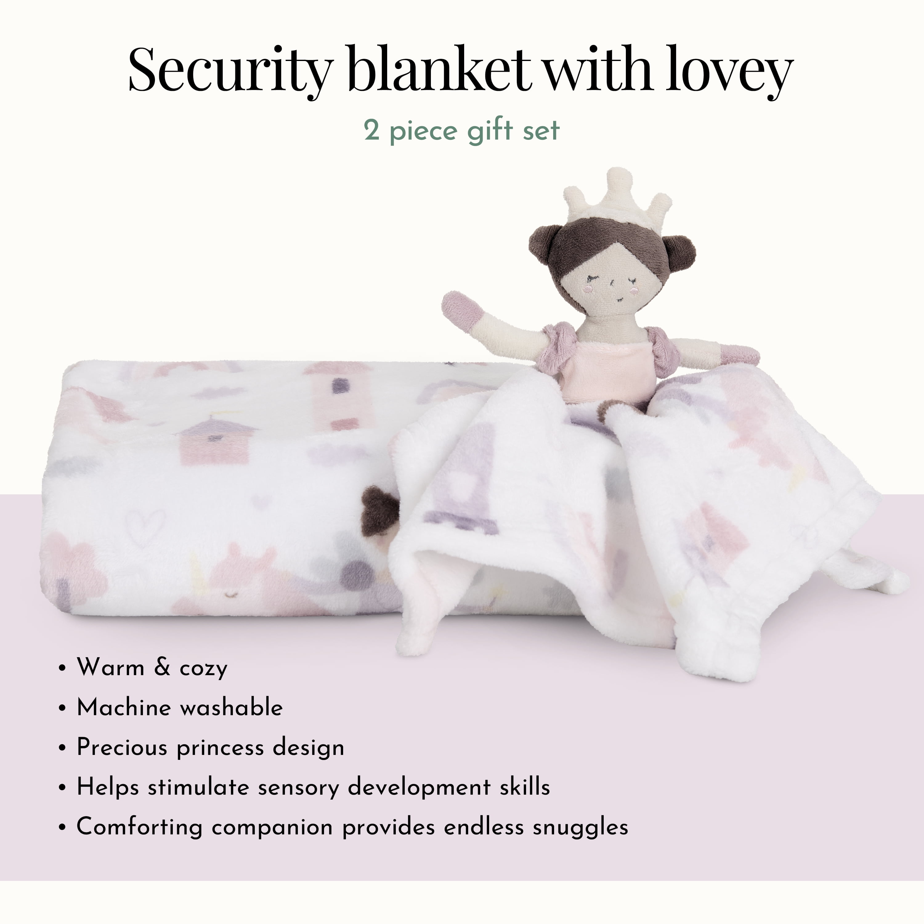 Evolur Enchanted Dreams 2 pc Gift Set - Blanket with Lovey Princess Print