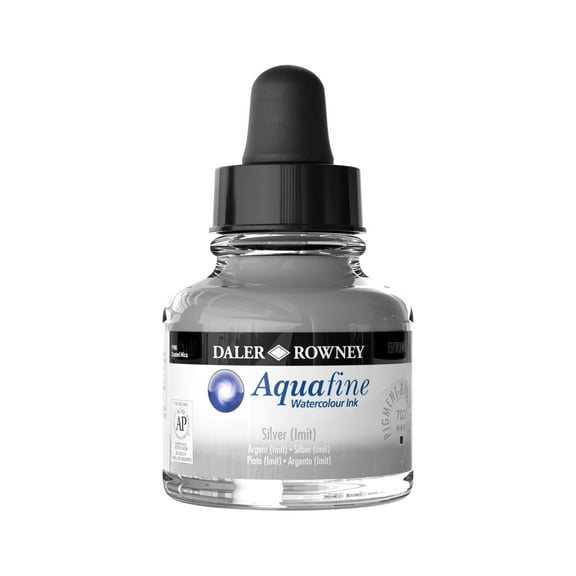 Daler-Rowney Aquafine Watercolor Ink, 29.5ml, Silver