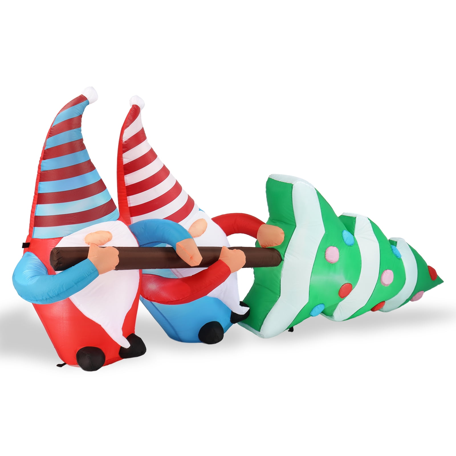 Astoutdoor 7 ft Lighted Christmas Inflatable Decoration, Gnomes Pulling Christmas Tree, Blow Up Yard Decor with Built-in LED Lights