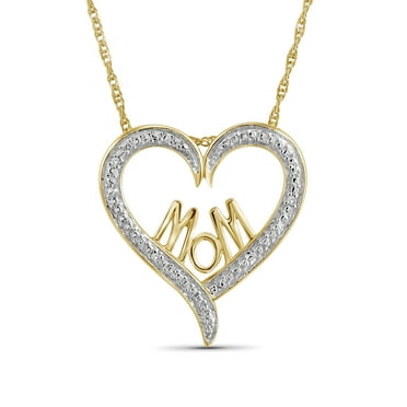 JewelersClub Mom Necklace 14K Gold Plated Silver Necklace for Women – Beautiful Accent White Diamonds   14K Gold Plated Silver Mother Daughter Necklace – Mothers Day Gifts Necklaces for Women
