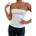 thumbnail image 3 of Women'S Tube Tops Strapless Going Out Crop Tank Top Ruched Bandeau Outfits Sleeveless Y2K Shirts White XS, 3 of 9