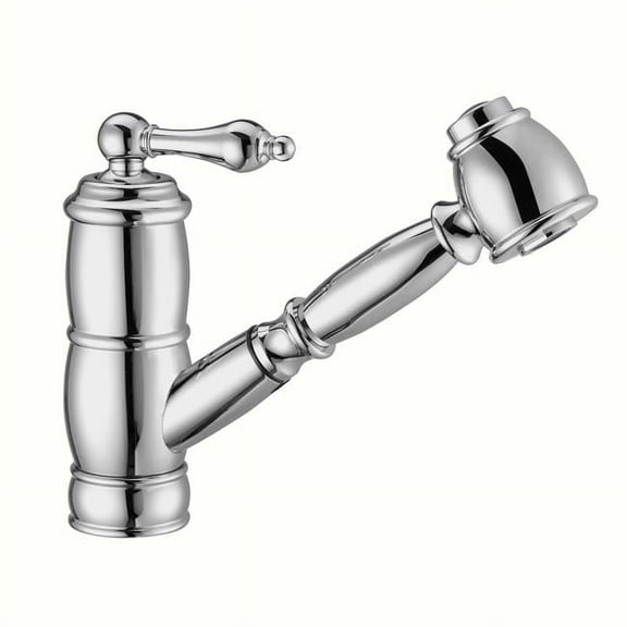 Whitehaus Collection WHKPSL3-2222-NT-C Vintage Iii Plus Single Hole & Single Lever Faucet with a Pull-Out Spray Head - Polished Chrome