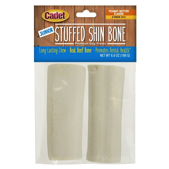 Cadet Junior Stuffed Shin Bones for Dogs Peanut Butter Mini (2 Count)