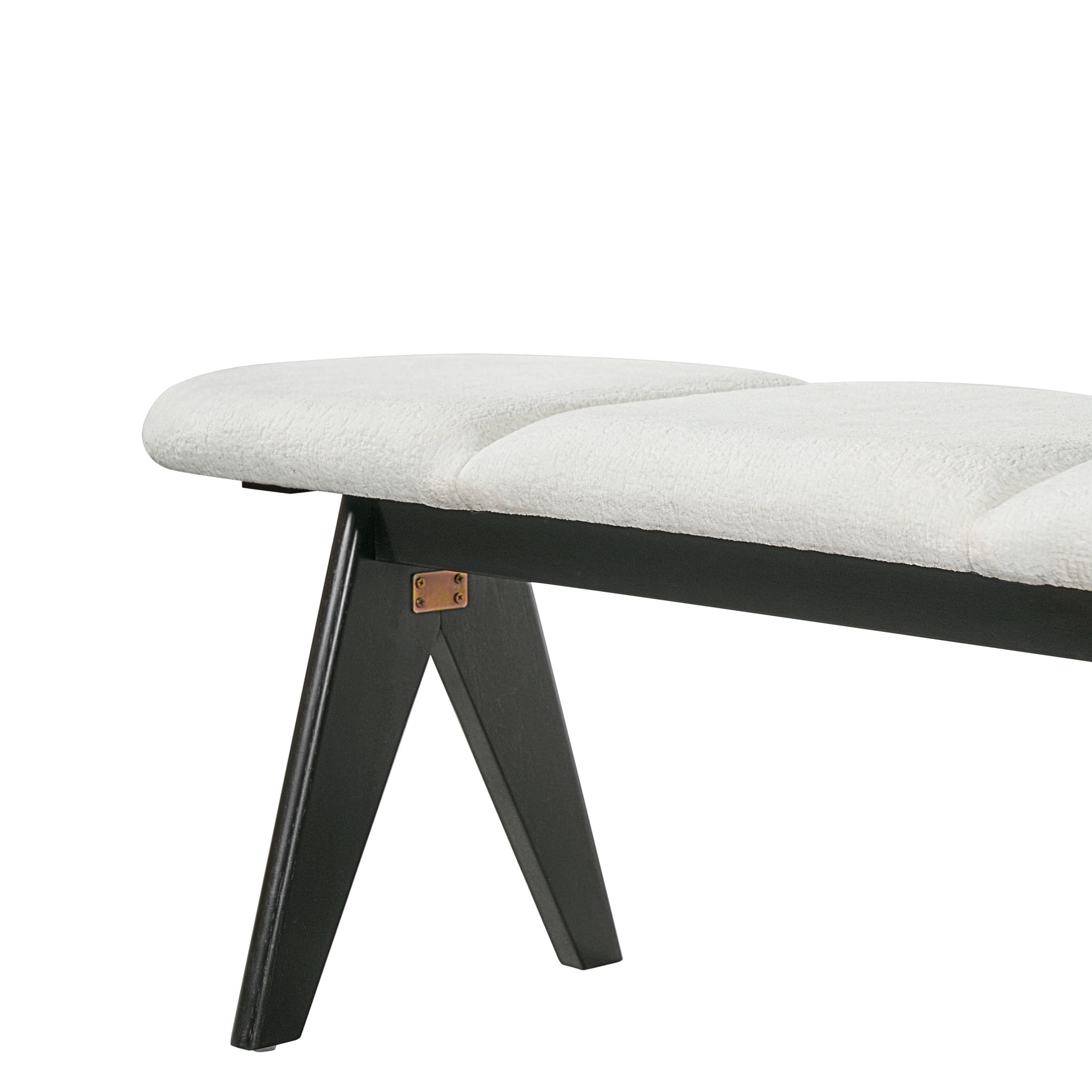 Christopher Knight Home 53" Modern Upholstered Entryway Bench with Black Wood Legs, White