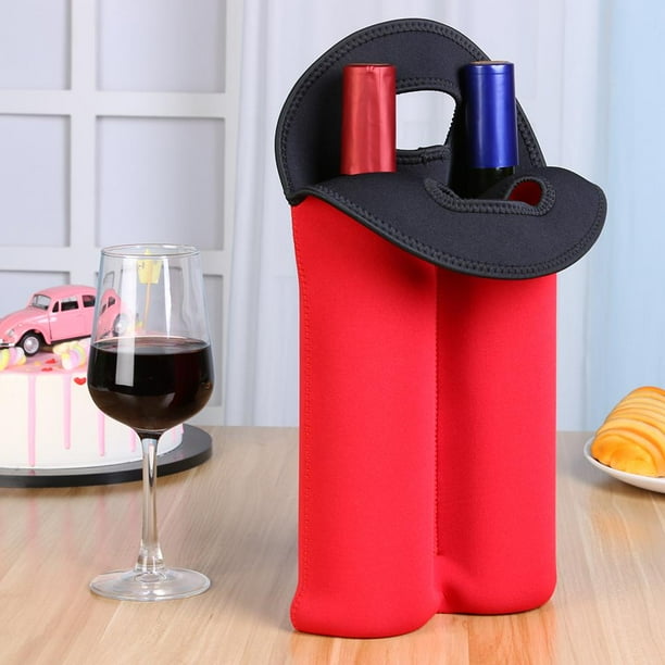 Enfriador de botellas de vino de neopreno para exteriores, ligero, duradero, aislado, doble botella, funda protectora, bolsa, soporte de manga