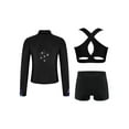 thumbnail image 2 of Miutii Kids Girls 3 Piece Dance Outfits Cross Back Crop Top and Shorts with Full Zipper Jacket Set Black 6, 2 of 9