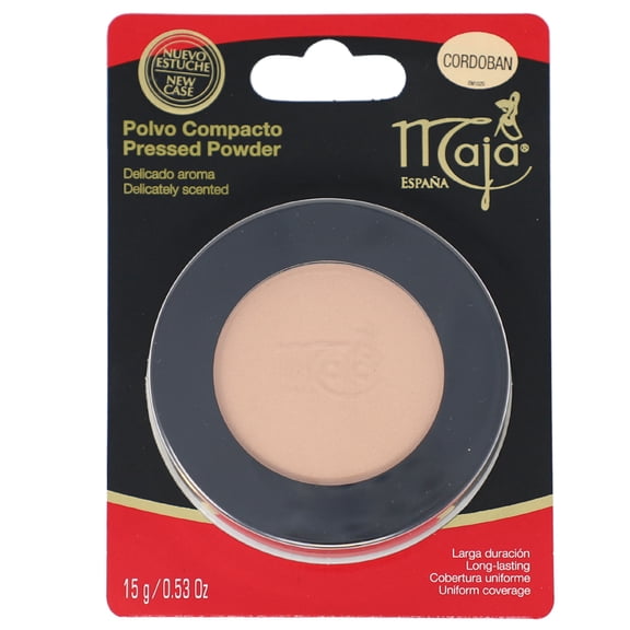 PR Maja Pressed Powder| Delicately Scented, Cordoban Color, Mirror & Tassel, for Flawless Skin, 0.53 oz