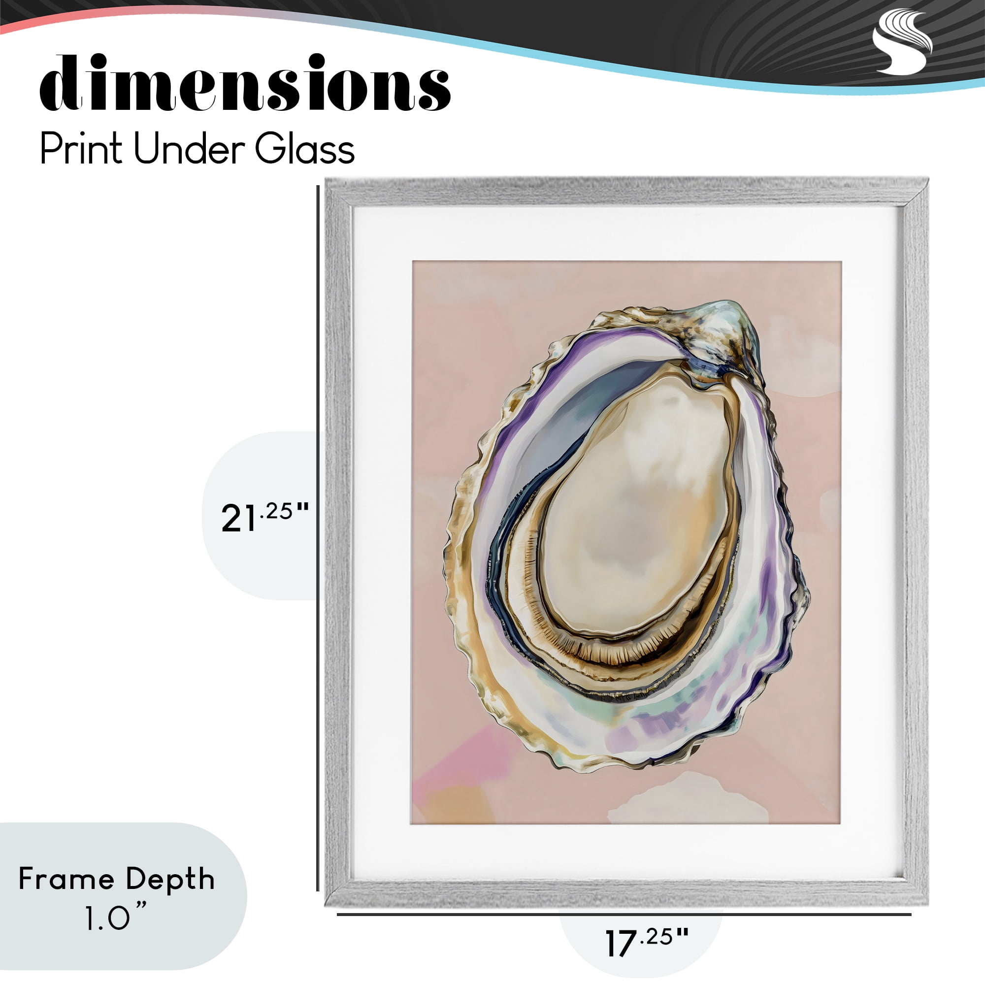 Stupell Industries Pink Oyster Shell Elegance Gray Framed Print Under Glass, design by The Prints Vibe