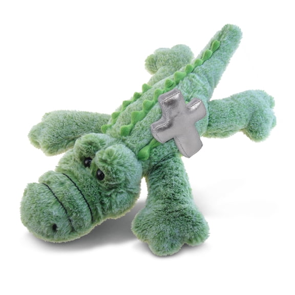 DolliBu Large Alligator Stuffed Animal with Silver Cross Plush - Religious Baby Baptism Gifts for Boys and Girls, Cute Christening Gifts Plush Prayer Toy, Healing Stuffed Animal Toy - 16.5 inches