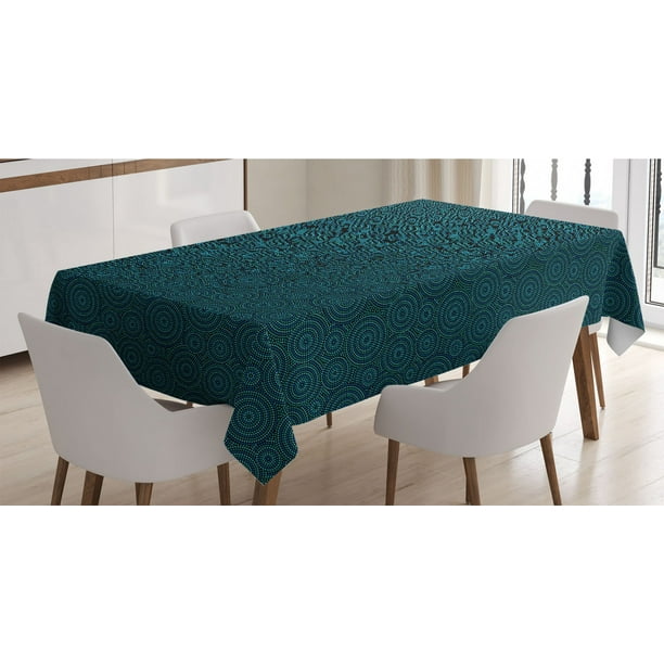 Abstract Tablecloth Funky Pattern Of Dots Forming Moire Round Shapes Print Rectangle Satin Table Cover Accent For Dining Room And Kitchen 60 X 90 Seafoam By Ambesonne Com Rectangle Satin Table Cover Accent, Round Accent Tablecloth