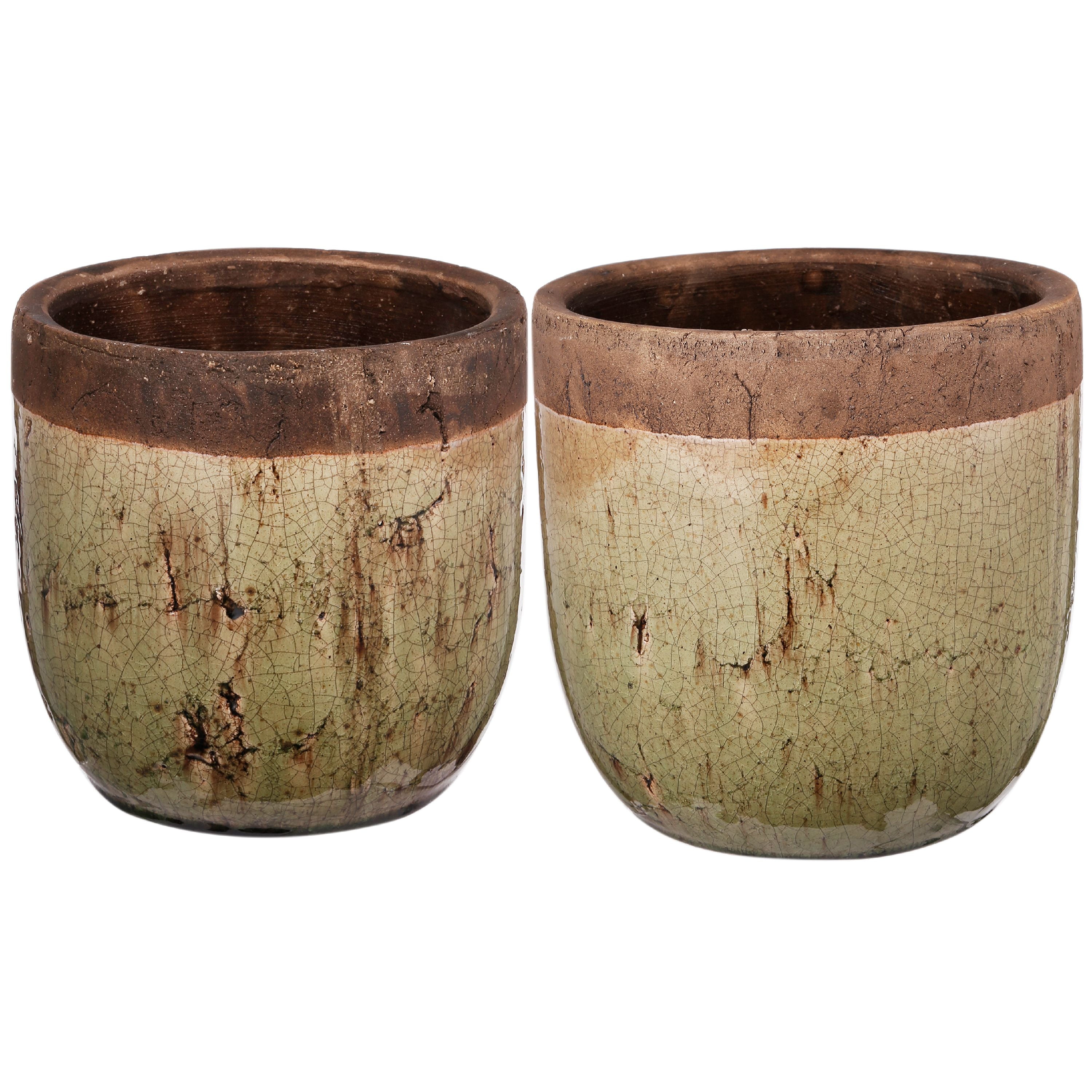 A&amp;B Home Earthen Ceramic Planter Pots, Set of 2 Walmart