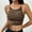Brown, variant on HOMBOM Tank Tops for Women Brown Crop Camisole Solid Color Slim Sleeveless Strapless Halter Shirt