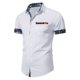 thumbnail image 2 of Hombres Casual Manga corta Impreso Patchwork Botón Camisa Bolsillo Tops Blusa Pompotops  oipoqjl48677, 2 of 9