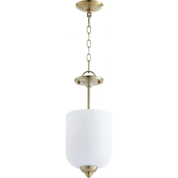Thornfield Mews 3 Light Dual Mount Pendant in Bailey Street Home Home Collection Style 8 inches Wide By 17 inches High-Aged Brass Finish-Satin Opal
