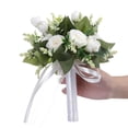 thumbnail image 2 of Boda nupcial sosteniendo de ramo elegantes con flores rosas de seda floral flores artificiales, 2 of 9