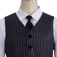 thumbnail image 5 of Slim Fit Men's Striped Suit Vest Single Waistcoat Elegant British Casual Business Jacket, 5 of 9