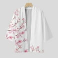 thumbnail image 5 of Men Shirts Cherry Flower Kimono Half Sleeve Blouses Elegant Loose Soft Cardigan Hawaiian Shirt for Men White XXL, 5 of 7
