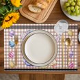 thumbnail image 4 of Bunny Gnomes Easter Placemats Set of 6, Eggs Brown Checkered Farmhouse Placemats for Dining Table, Place Mats for Kitchen Tabletop, Waterproof Wipeable Dining Table Mats Set, 4 of 9