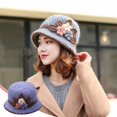 thumbnail image 3 of Kyusrd 2023 Winter Women's Flowers Knitted Woolen Hat Ear Protection Wool Hat for The Elderly Knitted Hat, 3 of 4