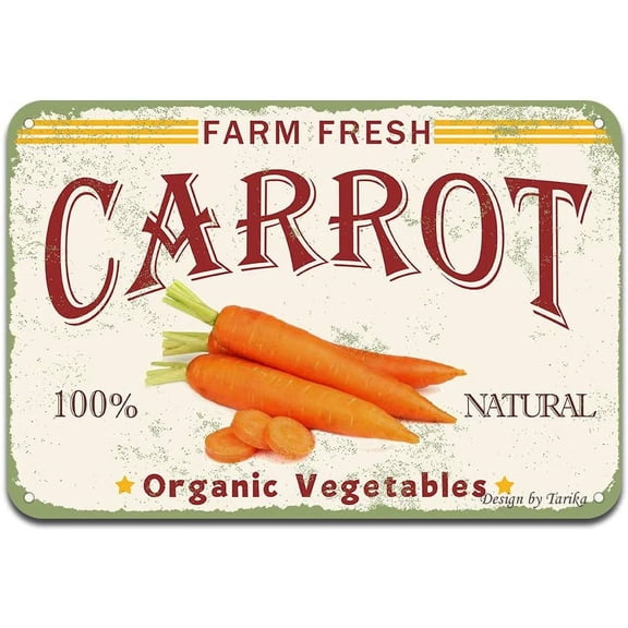 Farm Fresh Carrot 100% Nature Organic Vegetables Iron Poster Painting Tin Sign Vintage Wall Decor for Cafe Bar Pub Home Beer Decoration Crafts