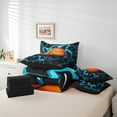thumbnail image 6 of jejeloiu Basketball Sports Bedding Comforter Set 7-Piece,Abstract Geometric Honeycomb King Bedding Sets,Black Blue Orange Bed Sheets For Boys Kids,Luxury Bedroom Decor Reversible, 6 of 8