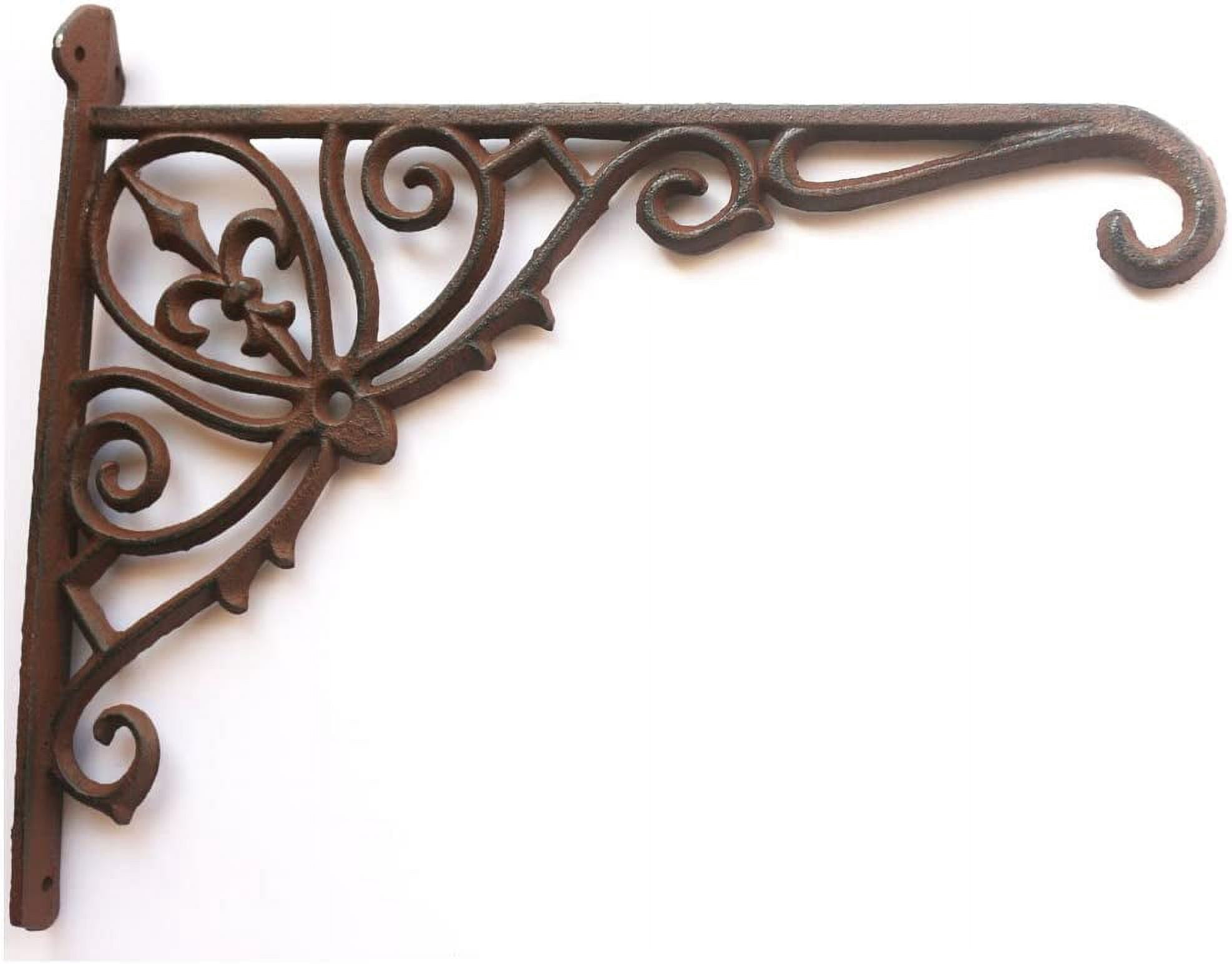 Cast Iron Hanging Hook Bracket Wall Hanger 12" Deep Outdoor Indoor Durable Wall Hanging Bracket Hooks for Pots Basket Bird Feeder Wind Chime Lanterms Hanger Hardware Bracket