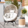 thumbnail image 4 of Costway Fauteuil Style Oeuf Surdimensionné avec Coussins et Appuie-Tête Cadre en Métal Robuste pour Cour Blanc Cassé, 4 of 10