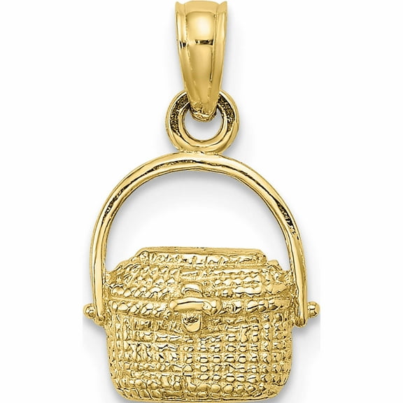 10K Yellow Gold 2-D Nantucket Basket Charm (10.4 X 9.8) Made In United States -Jewelry By Sweet Pea