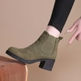 thumbnail image 5 of Xfvqtps Fashion Chunky Heel Ankle Boots for Women Versatile Suede Booties Side Zipper Round Toe Casual Winter Boots Easy to Wear, 5 of 9