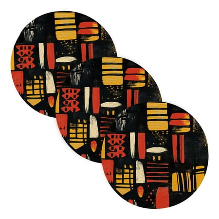 

Vintage Style Abstract Painting Trivet Mats Round Pot Holders Hot Pads Set of 3 Heat Resistant Mats for Kitchen