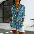 thumbnail image 4 of Bovemsi Womens Long Sleeve Boho Shirts V Neck Vintage Floral Tops Ladies Blouses Casual Graphic Shirt 2025 Spring, Blue Women's Summer Shirts, XL, 4 of 4
