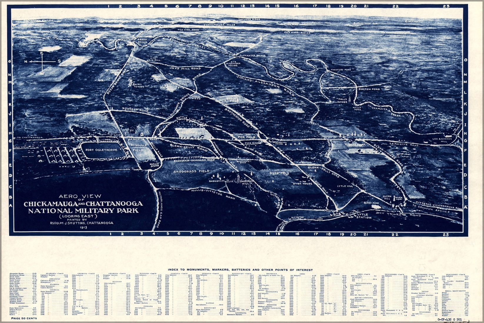 24"x36" Gallery Poster, map of Chickamauga & Chattanooga National