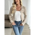 thumbnail image 3 of Beige Ribbed Knit Zip-Front Jacket, 3 of 5