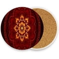 thumbnail image 2 of Mandala Red Coaster, Drinks Round Absorbent Stone Set with Ceramic Stone and Cork Base, Tabletop Protection Mats and Cups Place for 2PCS Home Decor, 2 of 6