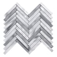 thumbnail image 2 of Sample - Gray Aluminum Metallic Metal Herringbone Mosaic Tile Kitchen Bath Backsplash, 2 of 6