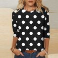 thumbnail image 1 of Hauts Mignons pour Femmes Mode T-shirt Imprimé Manches 3/4 Blouse Col Rond Hauts Décontractés Hauts de Sortie pour Femmes Été en Liquidation, 1 of 5
