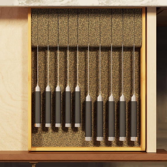 Large Knife Drawer Organizer Bamboo Insert Dock, Kitchen Steak Knives Holder Organizers Block for Drawer in Storage Organization (Large)